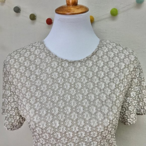 Clio Neutral Textured Career Top in Tan/Sand/Beige Color - Petite Medium - Picture 5 of 15